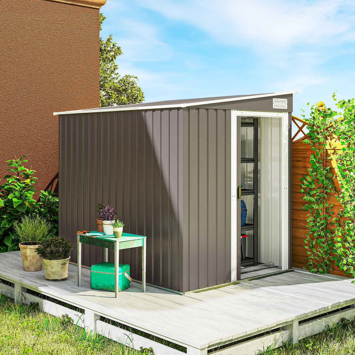 Tuinberging, 7 x 5 voet, gegalvaniseerd staal, geventileerd