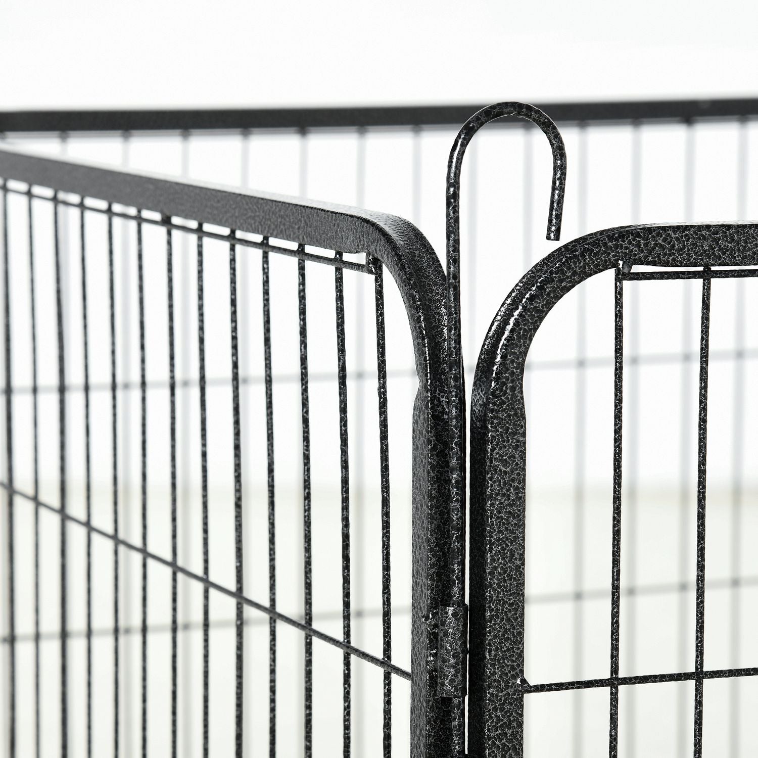 Hondenren buiten – 12 panelen staal, zwart, 60 cm hoog