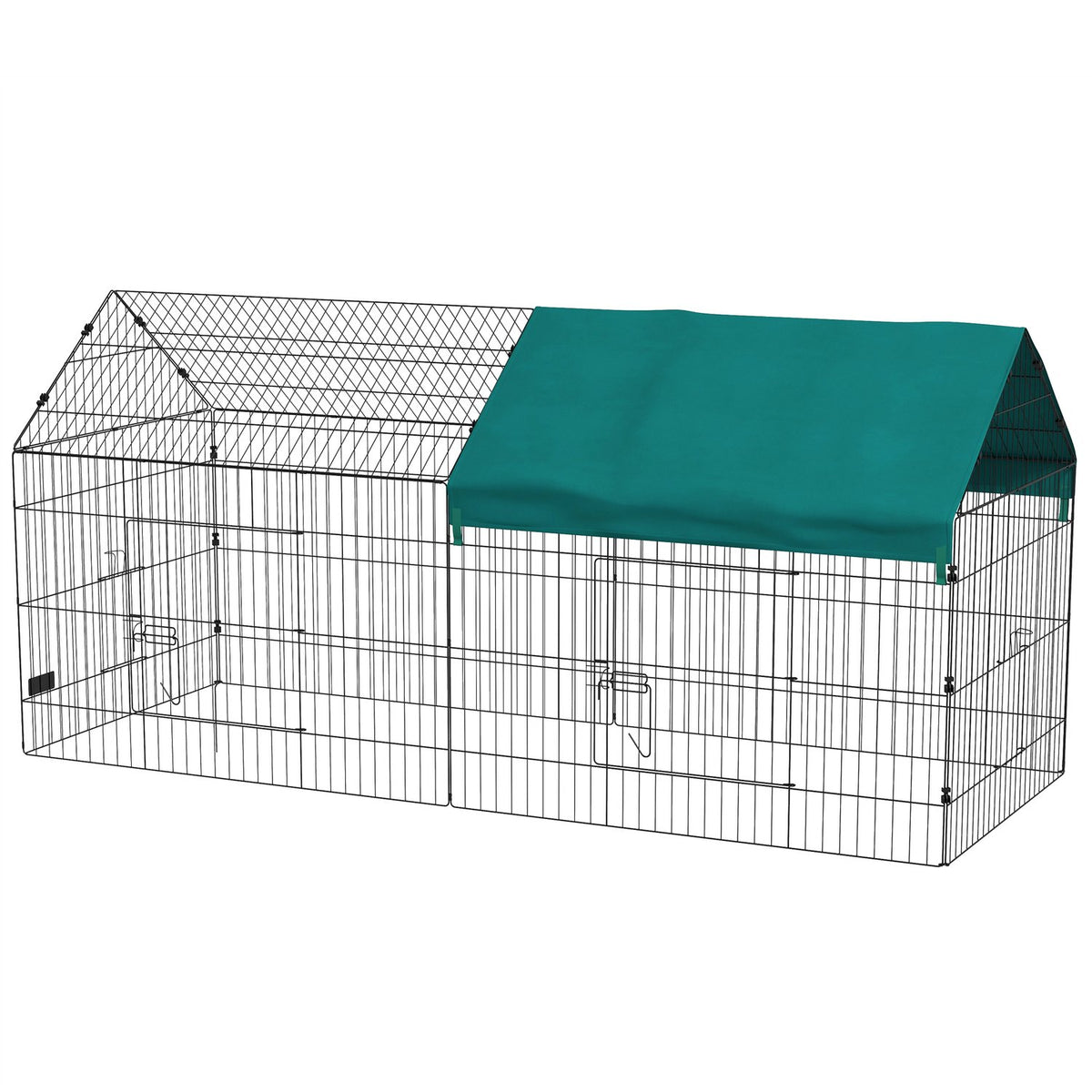 Buitenverblijf voor kleine dieren, staal met deksel, groen