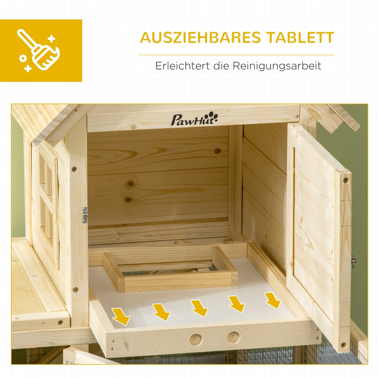 Houten buitenkonijnenhok met loopplank – 151,5x106x97cm