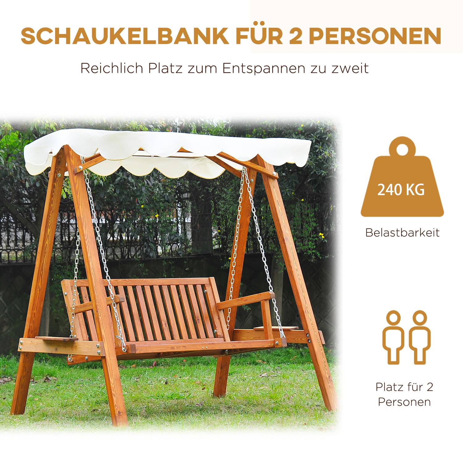 Buiten Lariks Houten Tuinschommelbank – 2-zits
