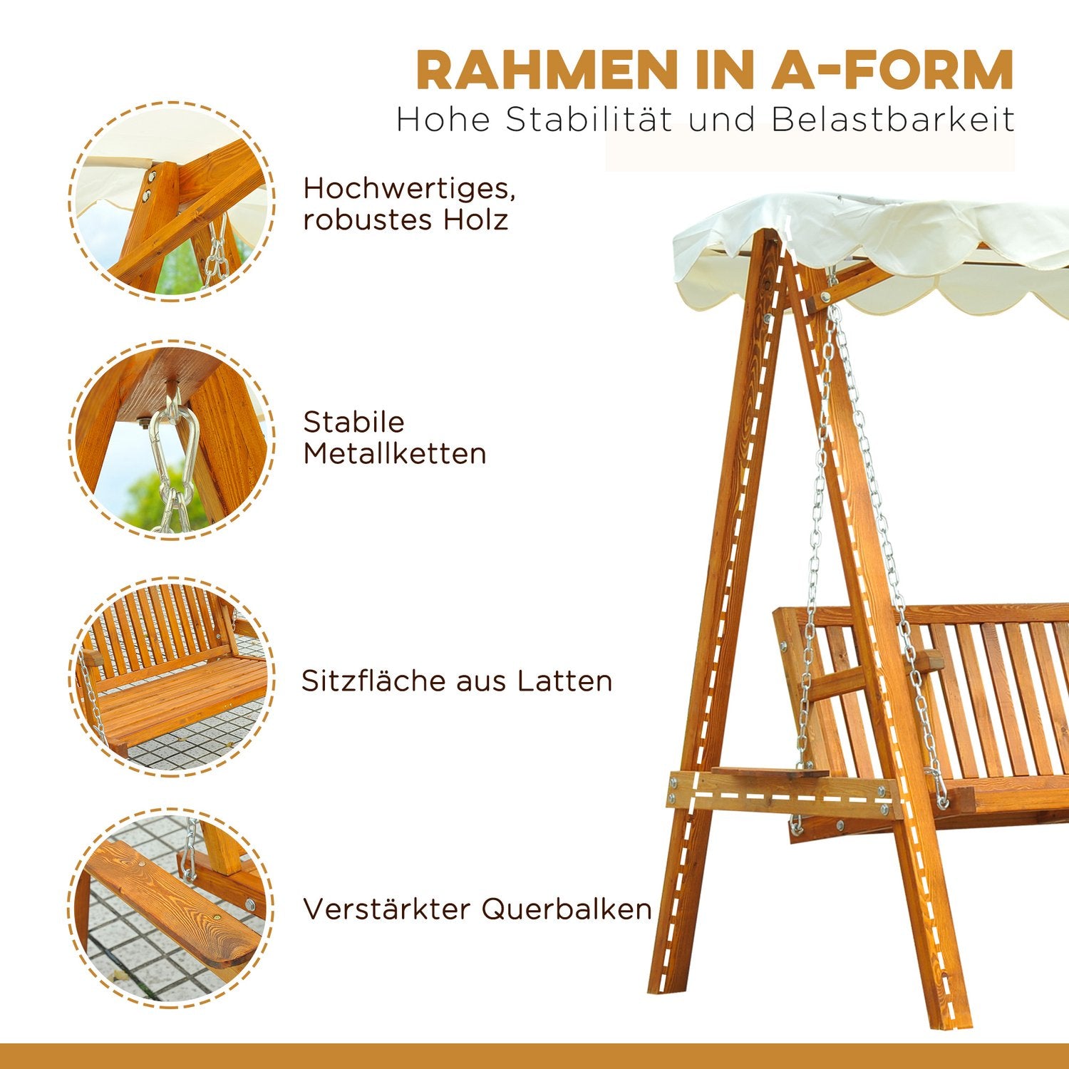 Buiten Lariks Houten Tuinschommelbank – 2-zits