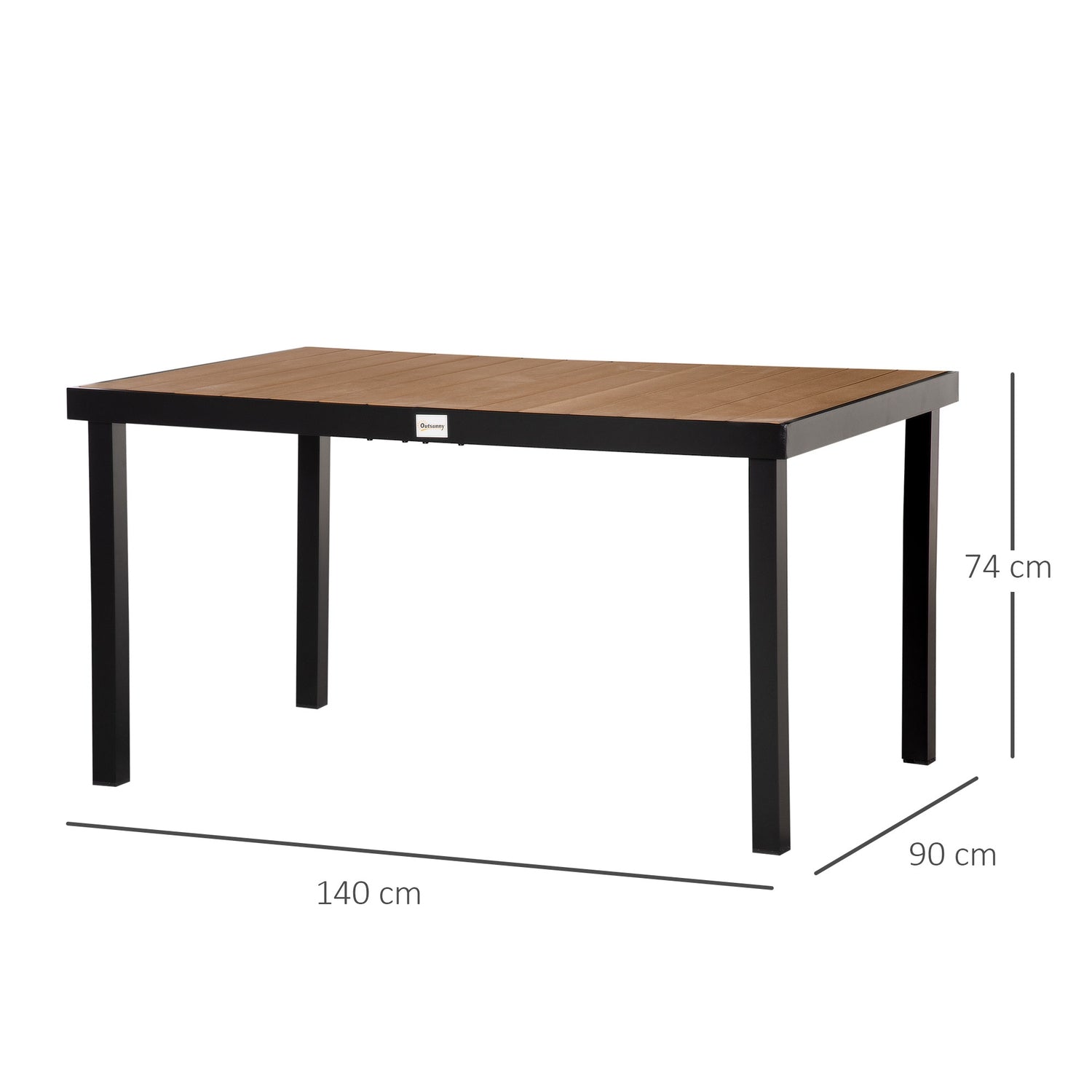 Buiten eettafel voor 6 personen – onderhoudsvriendelijk aluminium, 140x90x74 cm