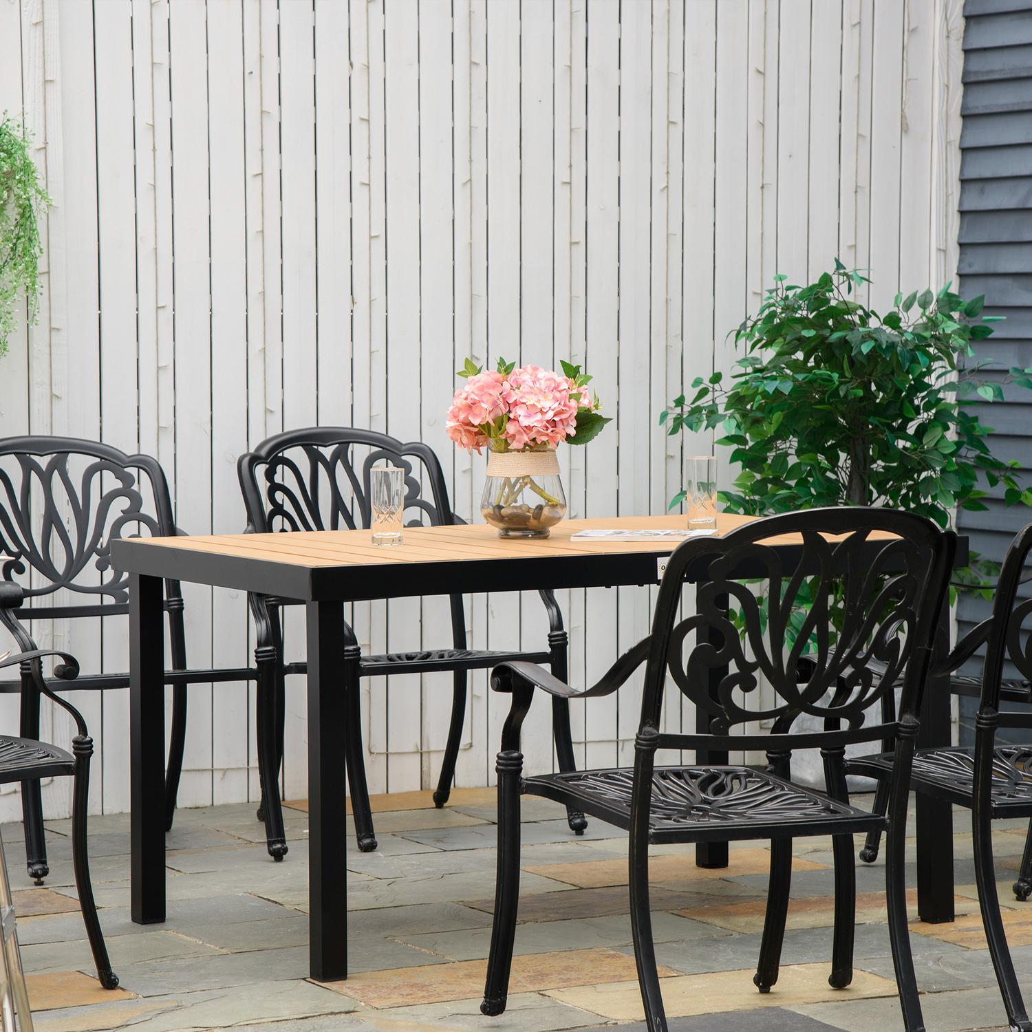 Buiten eettafel voor 6 personen – onderhoudsvriendelijk aluminium, 140x90x74 cm