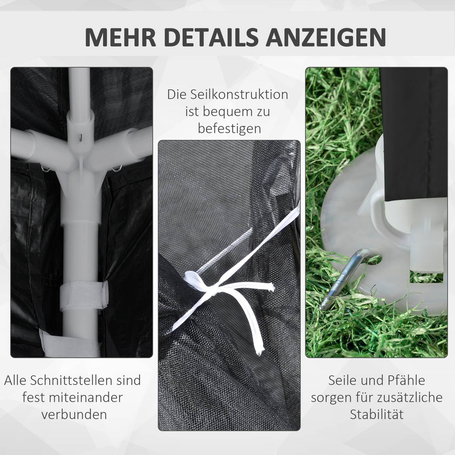 Buitenpaviljoen partytent met netwanden, 4x3m, donkergrijs