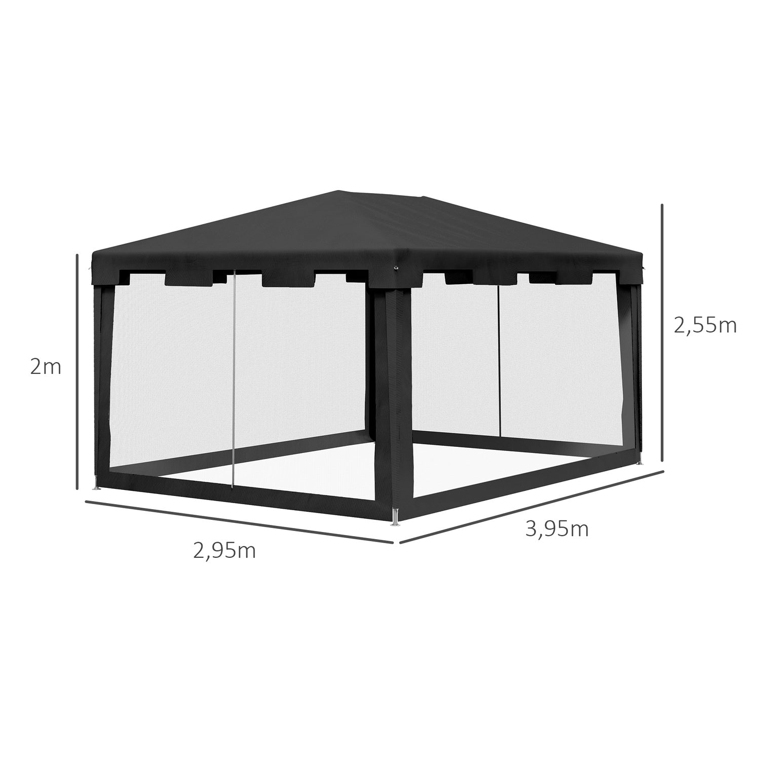 Buitenpaviljoen partytent met netwanden, 4x3m, donkergrijs
