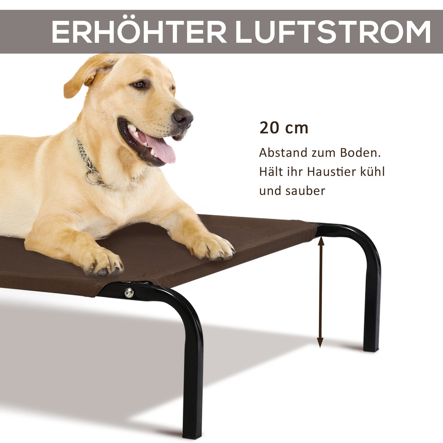 Huisdierenbed voor buiten - Netstof, metalen frame, 130x80x20 cm