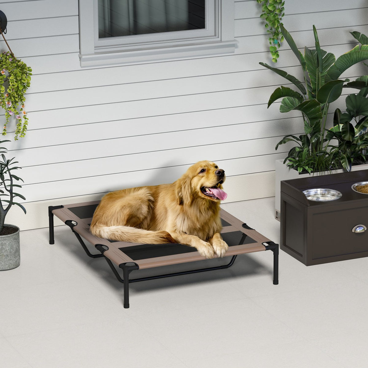 Buitenbed voor huisdieren – duurzaam metaal, Oxford-stof, 122x92x23 cm