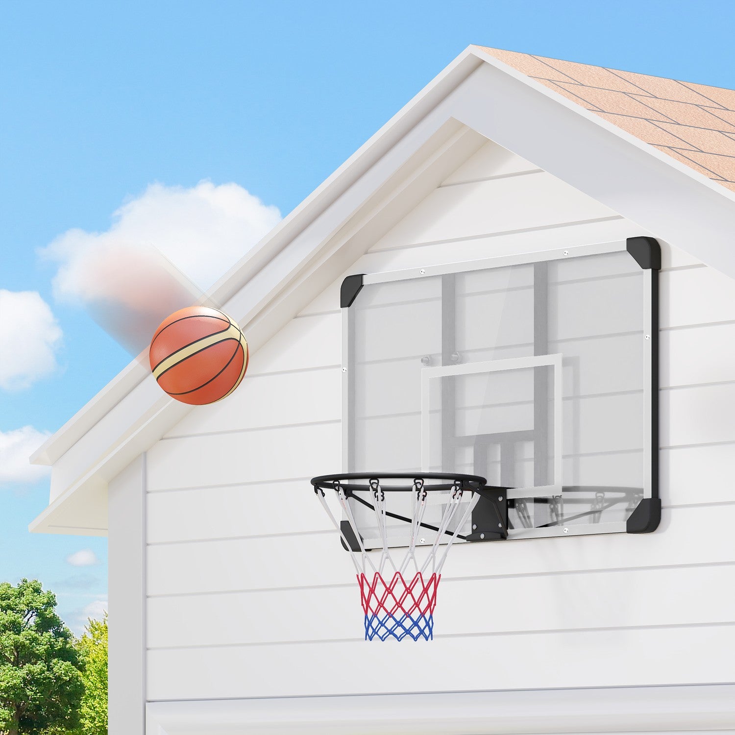 Utomhus väggmonterad basketbåge med ståltavla