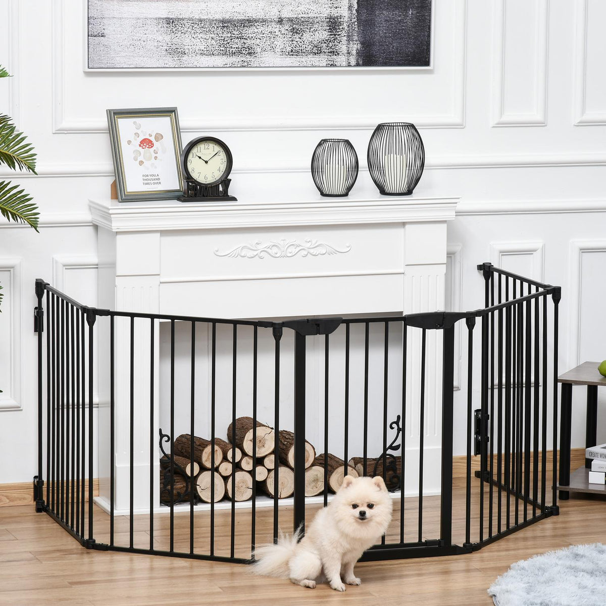 Puppyren & opvouwbare barrière met deur, metaal, zwart