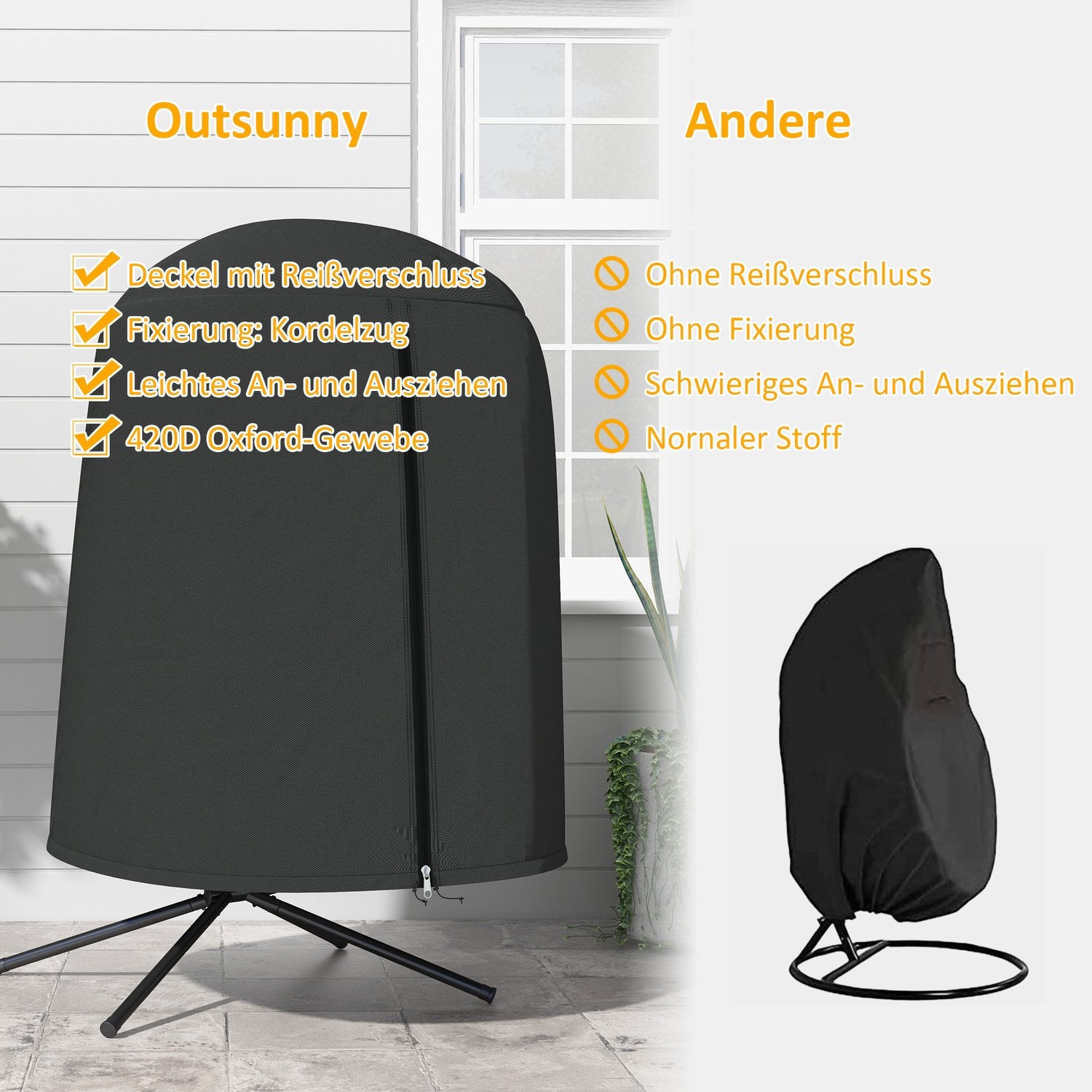 Waterdichte Hangstoelhoes met UV-bescherming, Ø128x190 cm