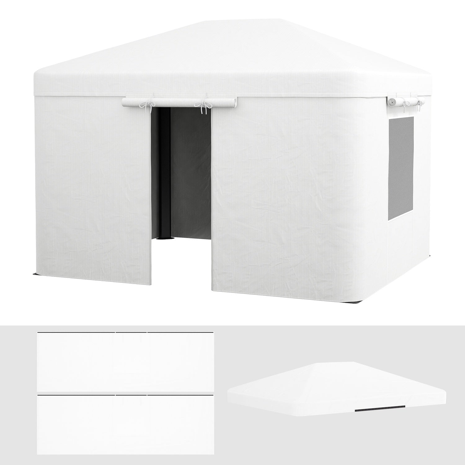 Waterdicht prieel dak met 2 zijwanden, wit