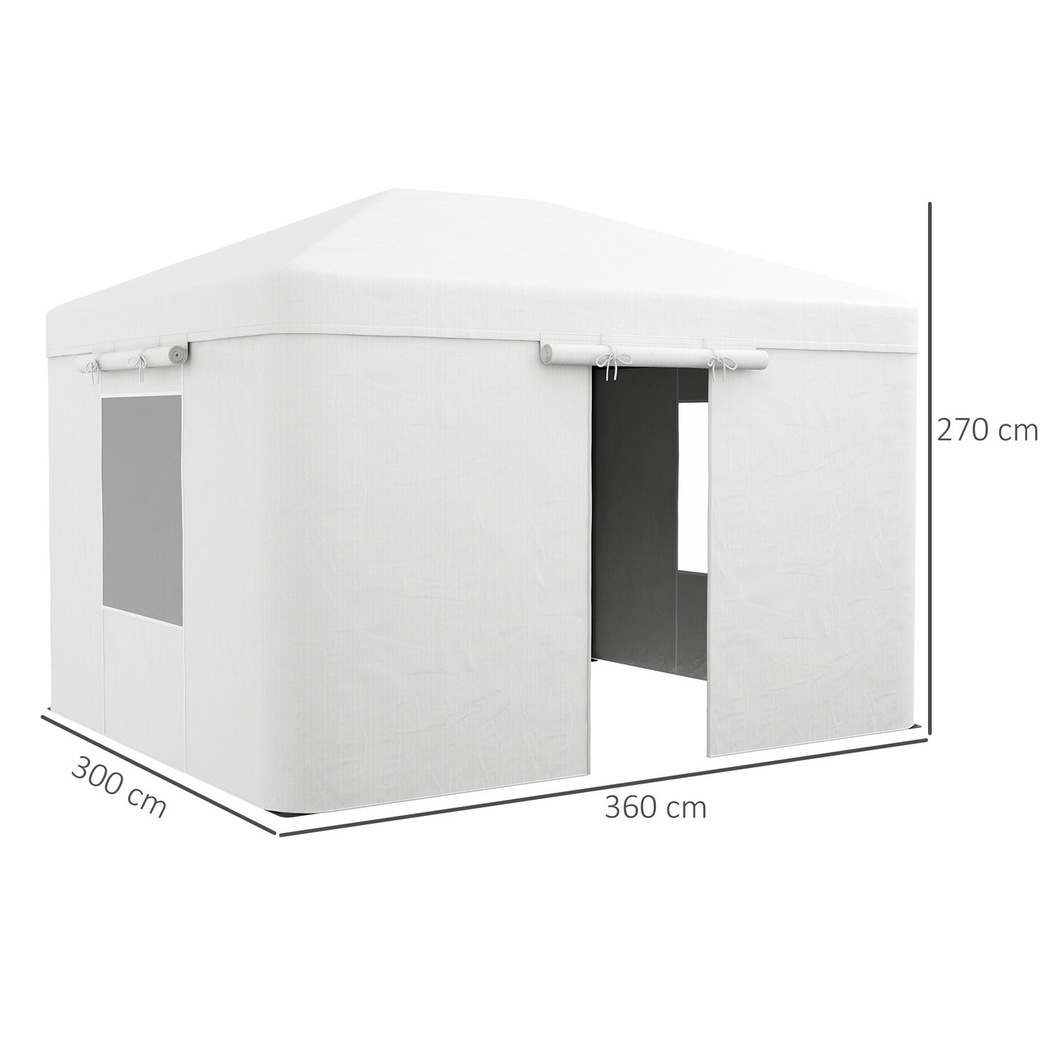 Waterdicht prieel dak met 2 zijwanden, wit