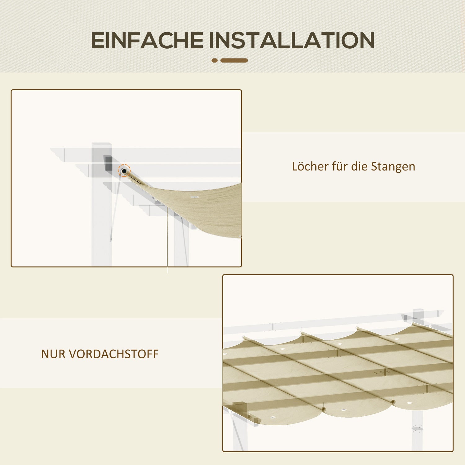 Waterdicht intrekbaar pergoladak 4x3m, Beige