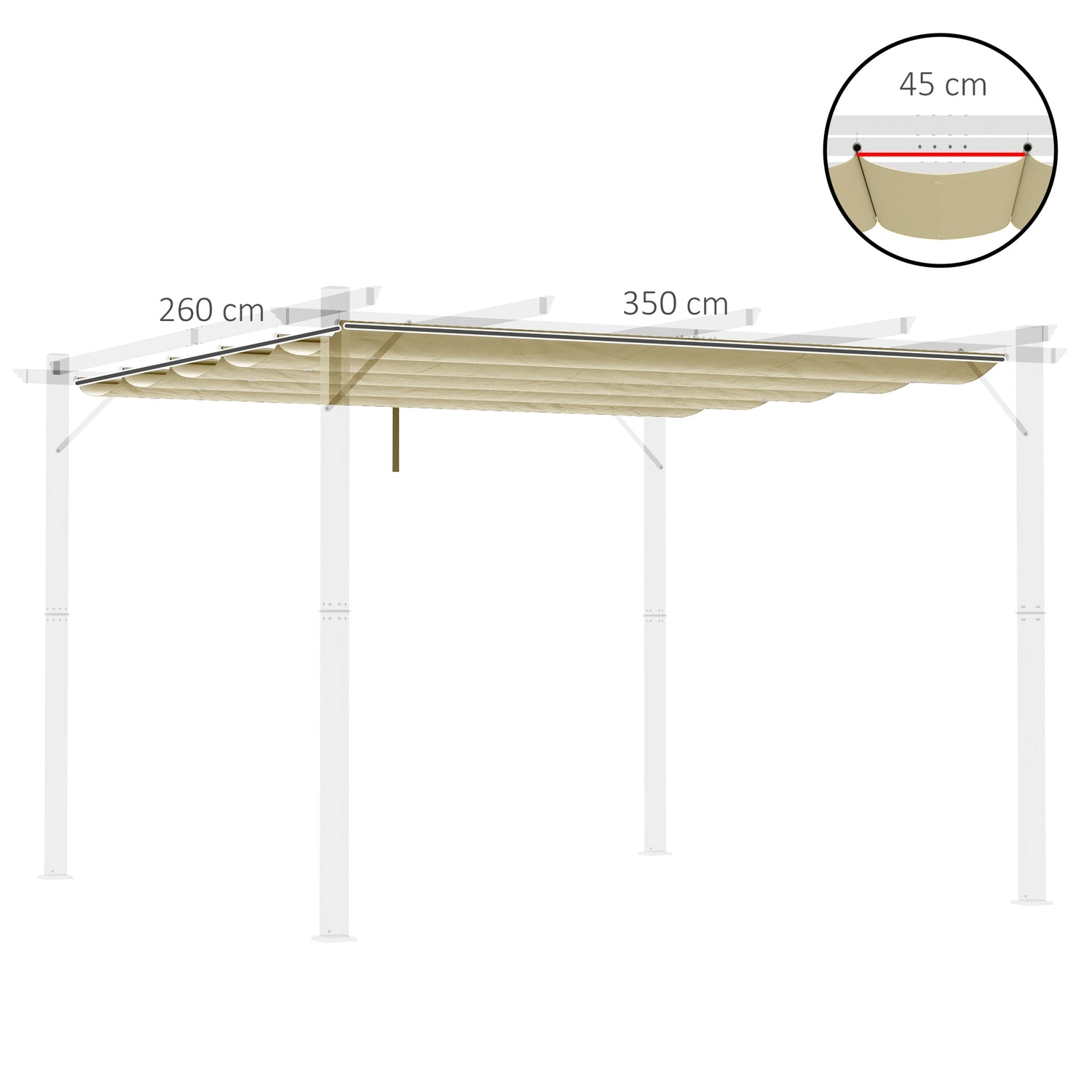 Waterdicht intrekbaar pergoladak 4x3m, Beige