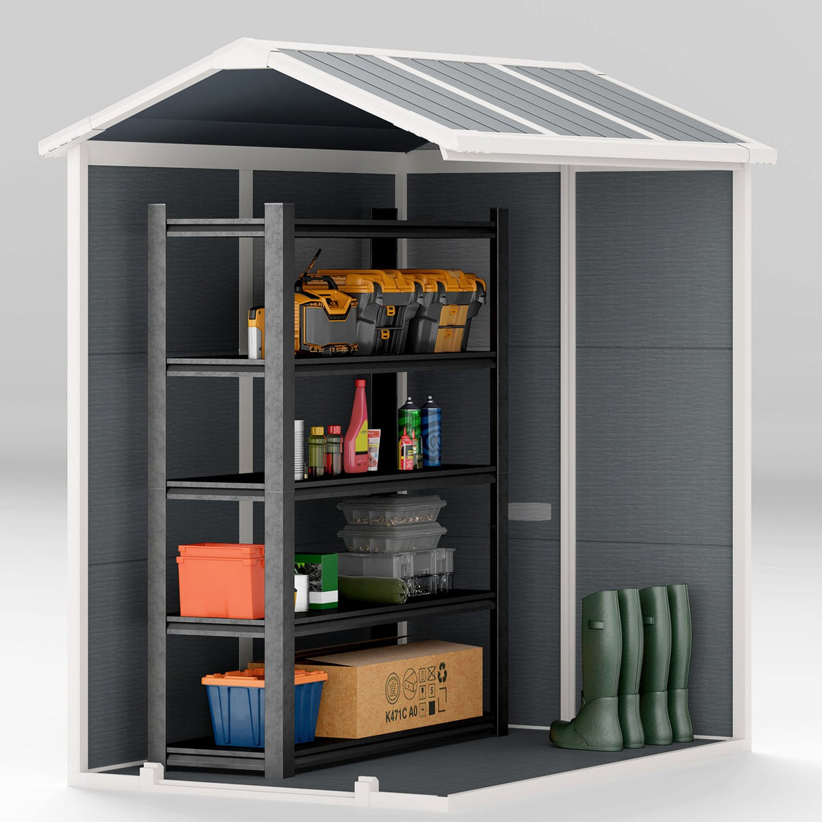 Waterdichte aluminium tuinschuur met afsluitbare deur en vloer