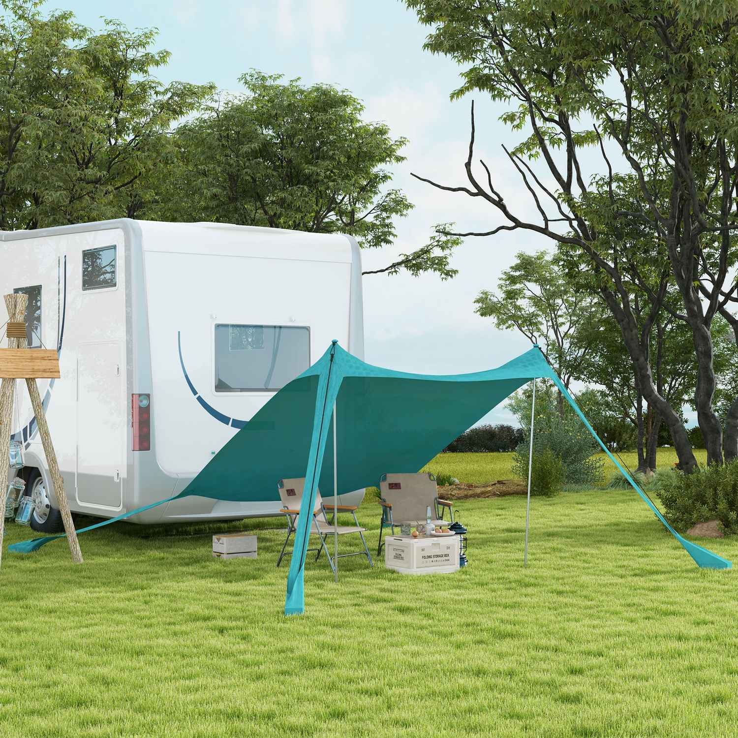 Waterdicht zonnescherm met UV-bescherming, 2,15x2x2M hemelsblauw