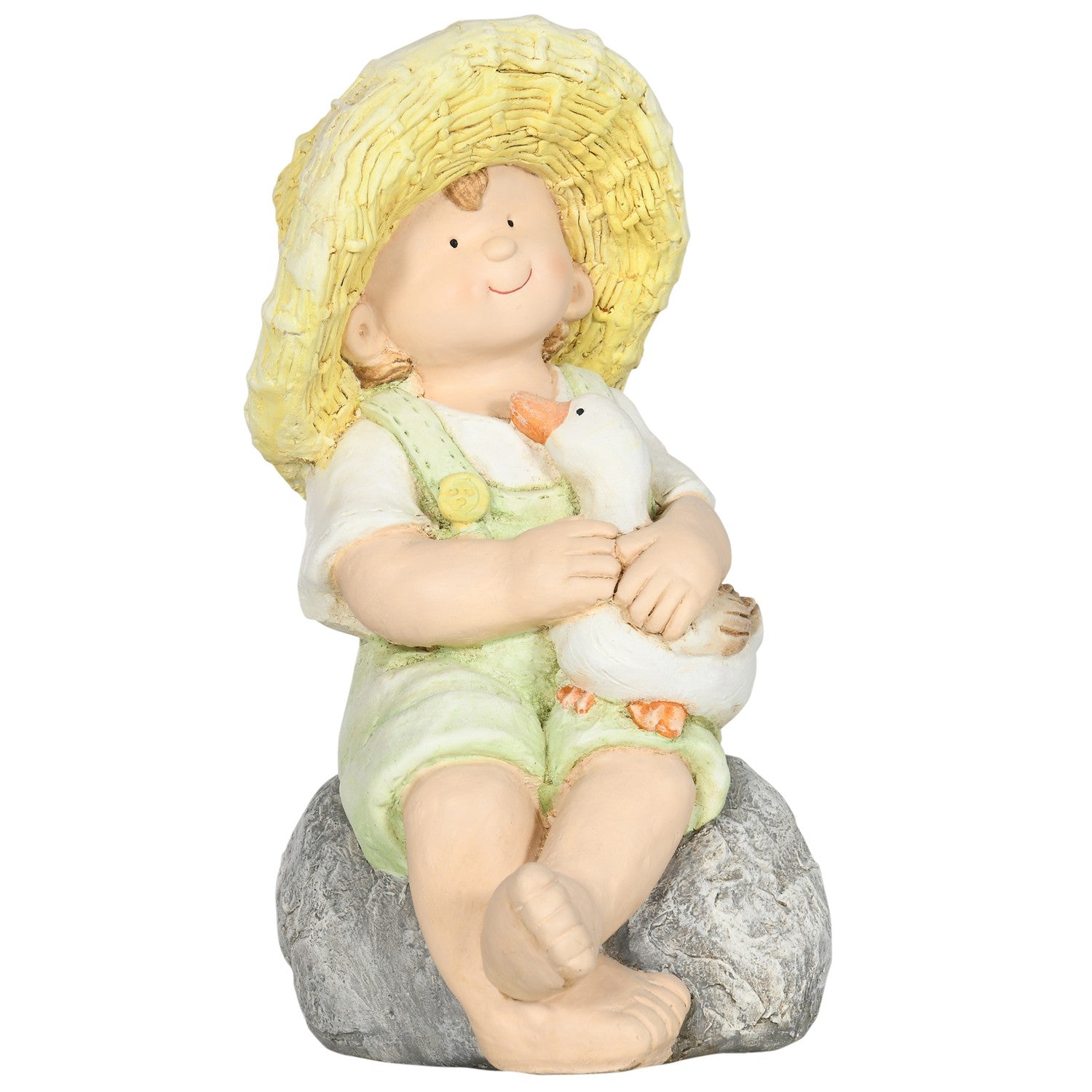 Weerbestendige 43 cm strooien hoed Jongen Tuinbeeld Decoratie