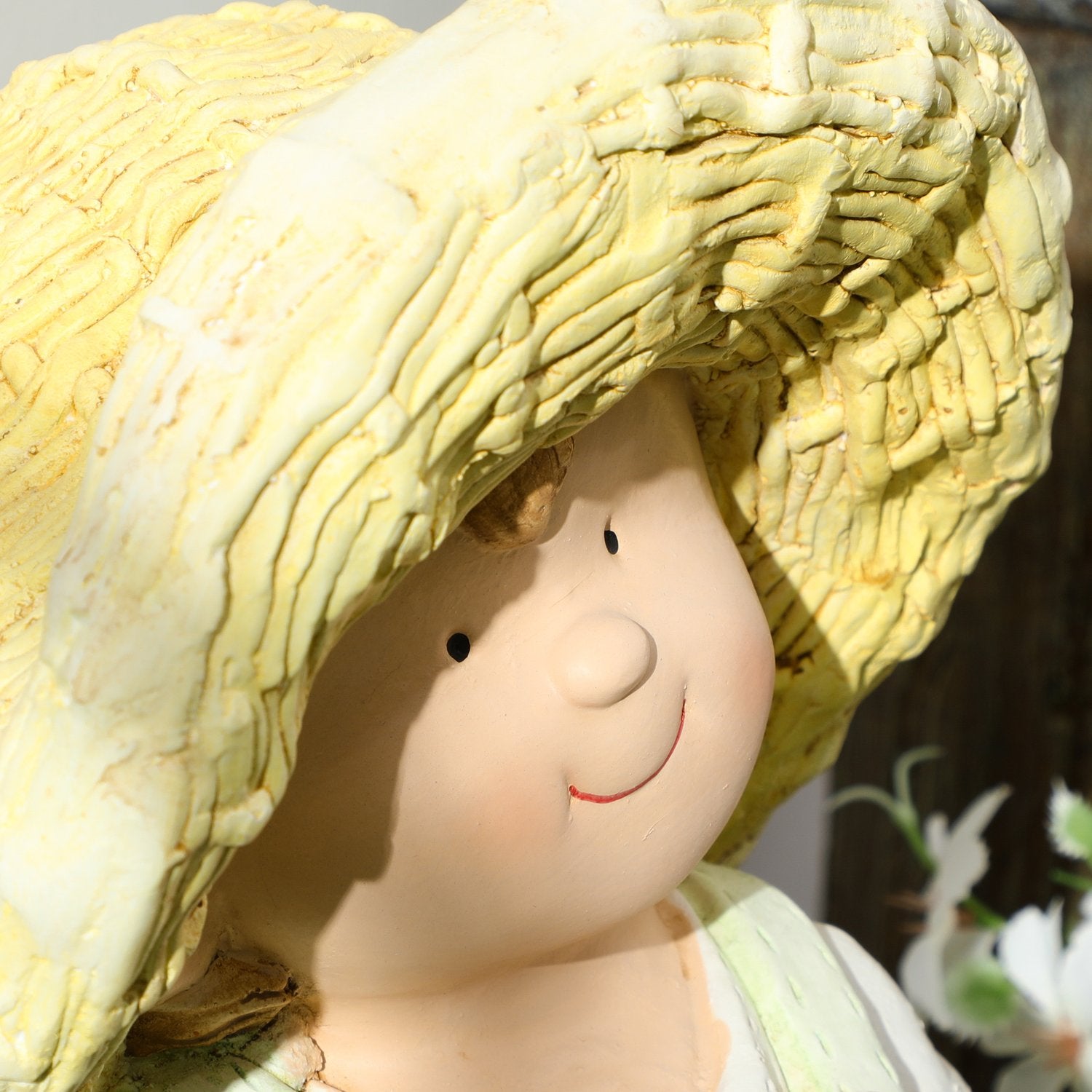 Weerbestendige 43 cm strooien hoed Jongen Tuinbeeld Decoratie