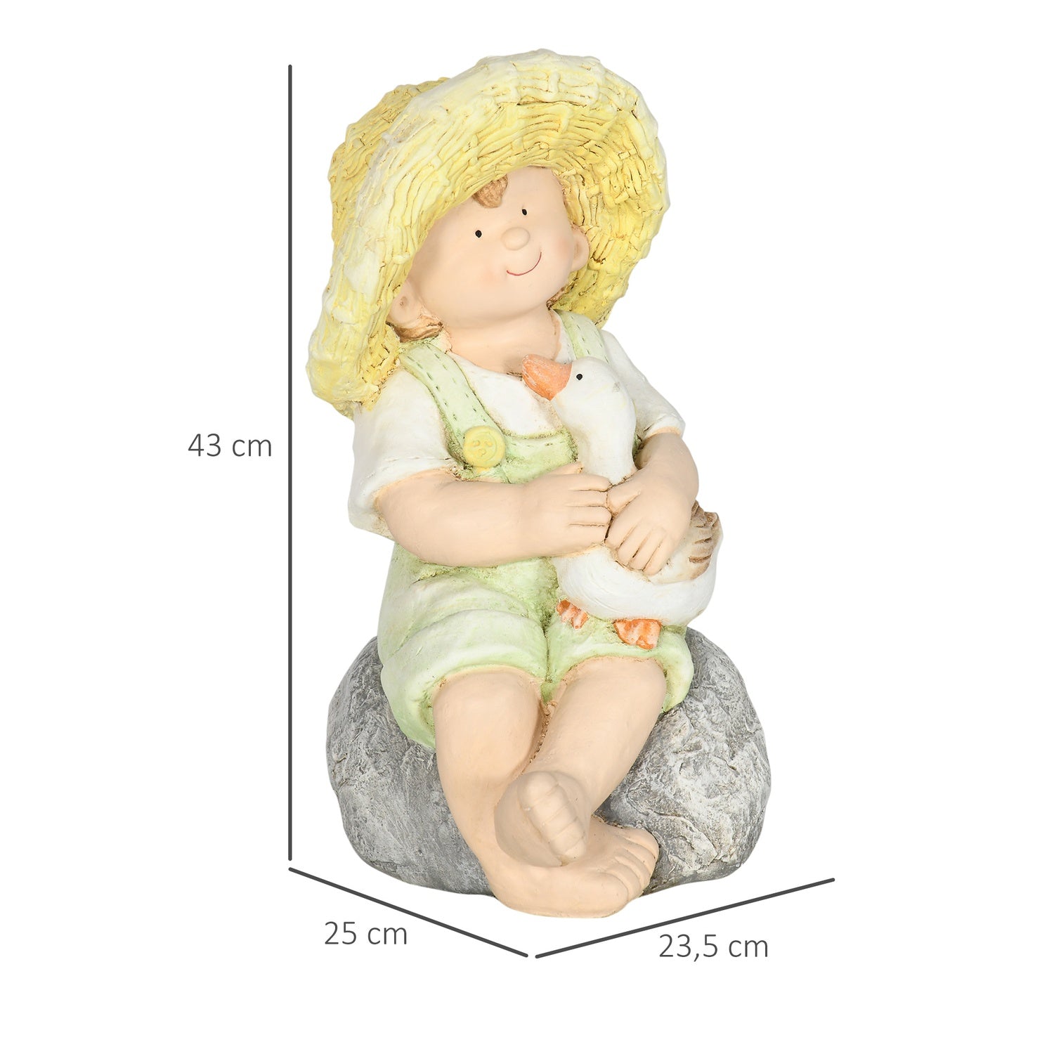 Weerbestendige 43 cm strooien hoed Jongen Tuinbeeld Decoratie