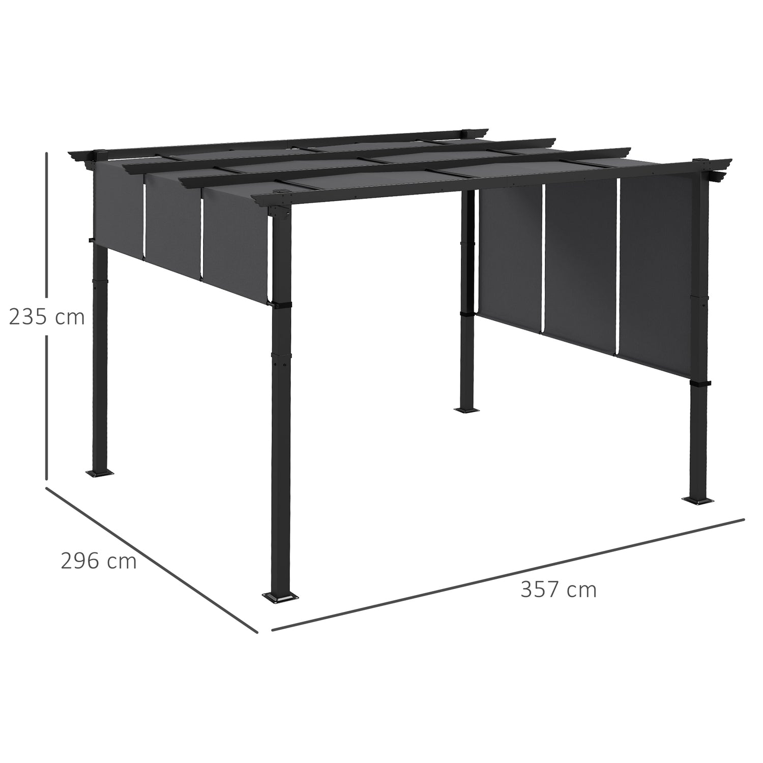 Weerbestendige Gazebo Pergola 3,5x3m – Donkergrijze terrasoverkapping