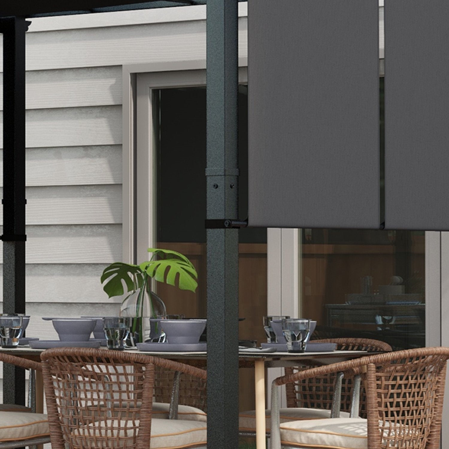 Weerbestendige Gazebo Pergola 3,5x3m – Donkergrijze terrasoverkapping