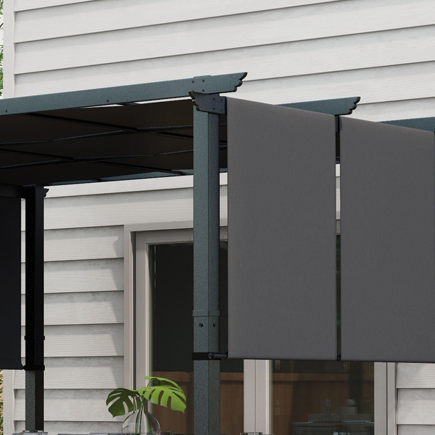 Weerbestendige Gazebo Pergola 3,5x3m – Donkergrijze terrasoverkapping