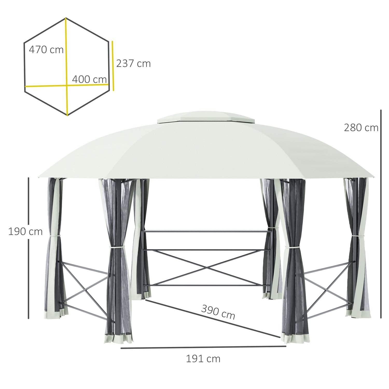 Weerbestendige 4x5M tuinpaviljoentent, staal & polyester