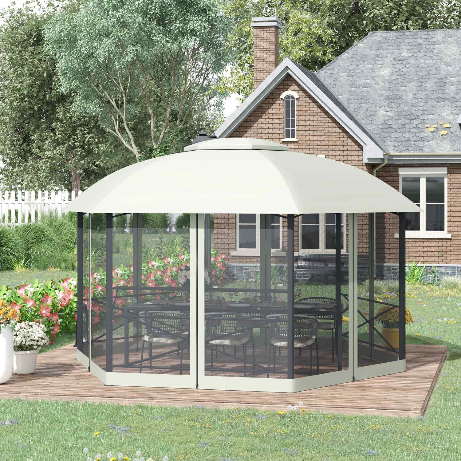 Weerbestendige 4x5M tuinpaviljoentent, staal & polyester