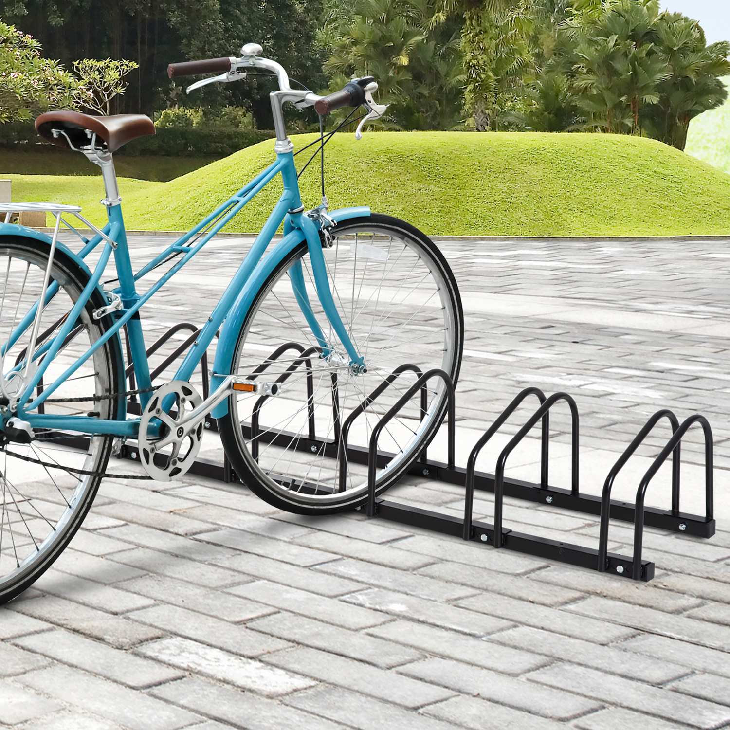 Weerbestendig fietsenrek van staal, vloer- en wandmontage, zwart
