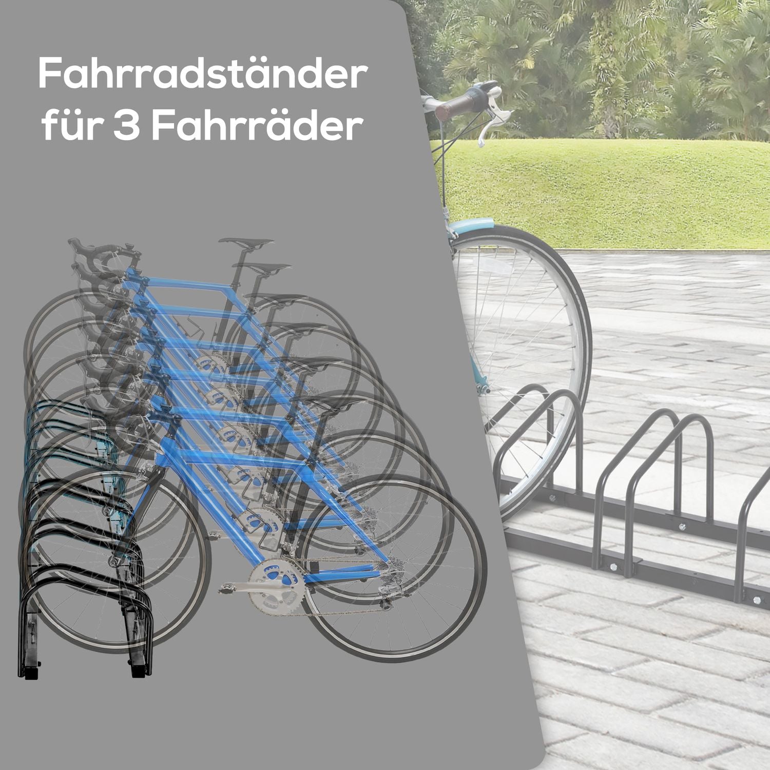Weerbestendig fietsenrek van staal, vloer- en wandmontage, zwart