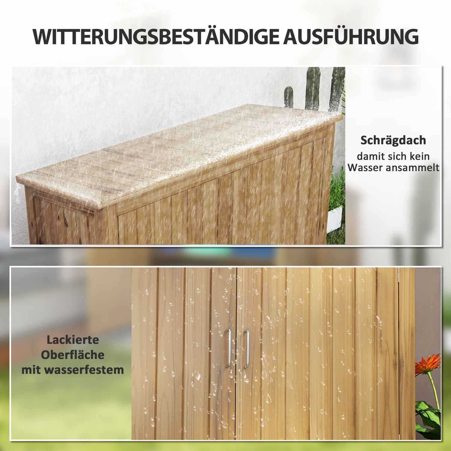 Weerbestendige tuinhouten gereedschapskist met planken 110x50x85 cm