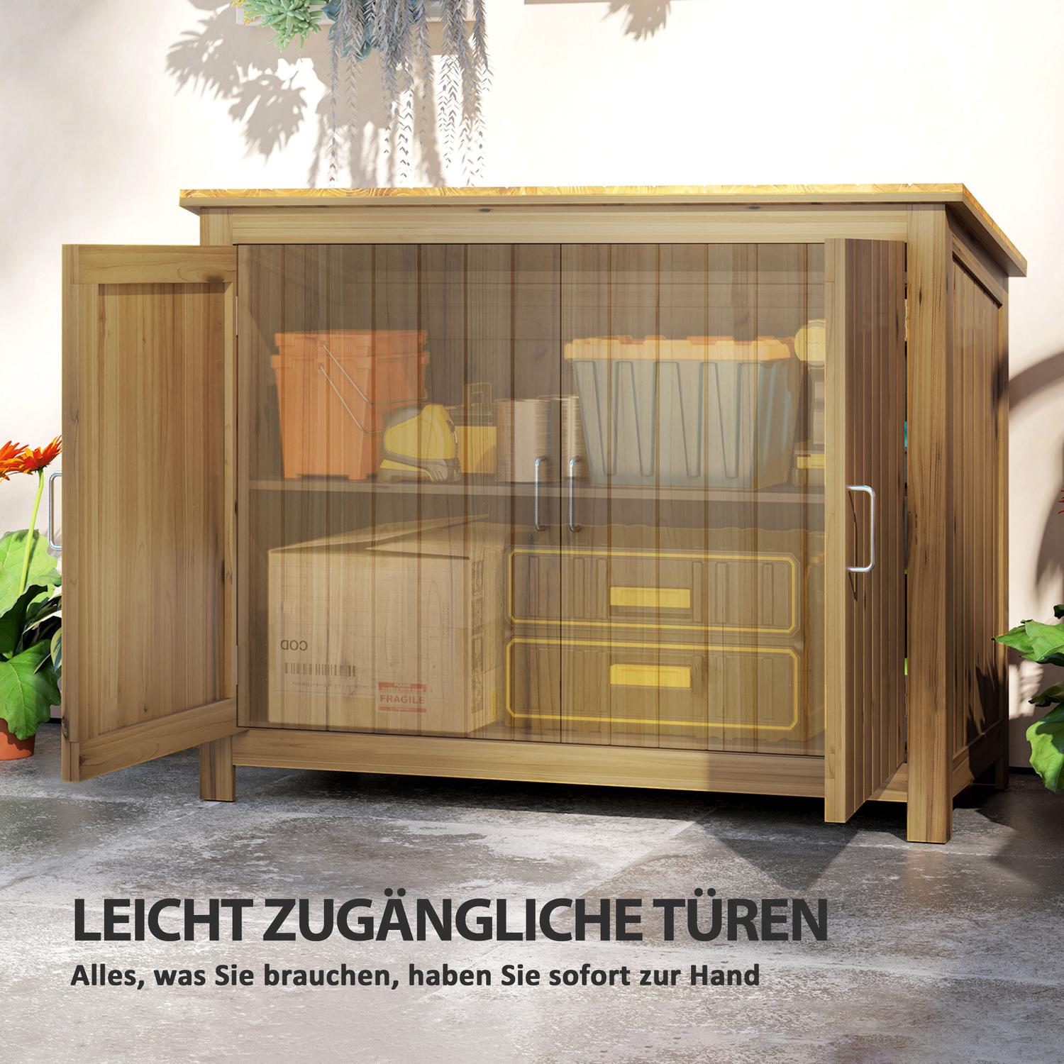 Weerbestendige tuinhouten gereedschapskist met planken 110x50x85 cm