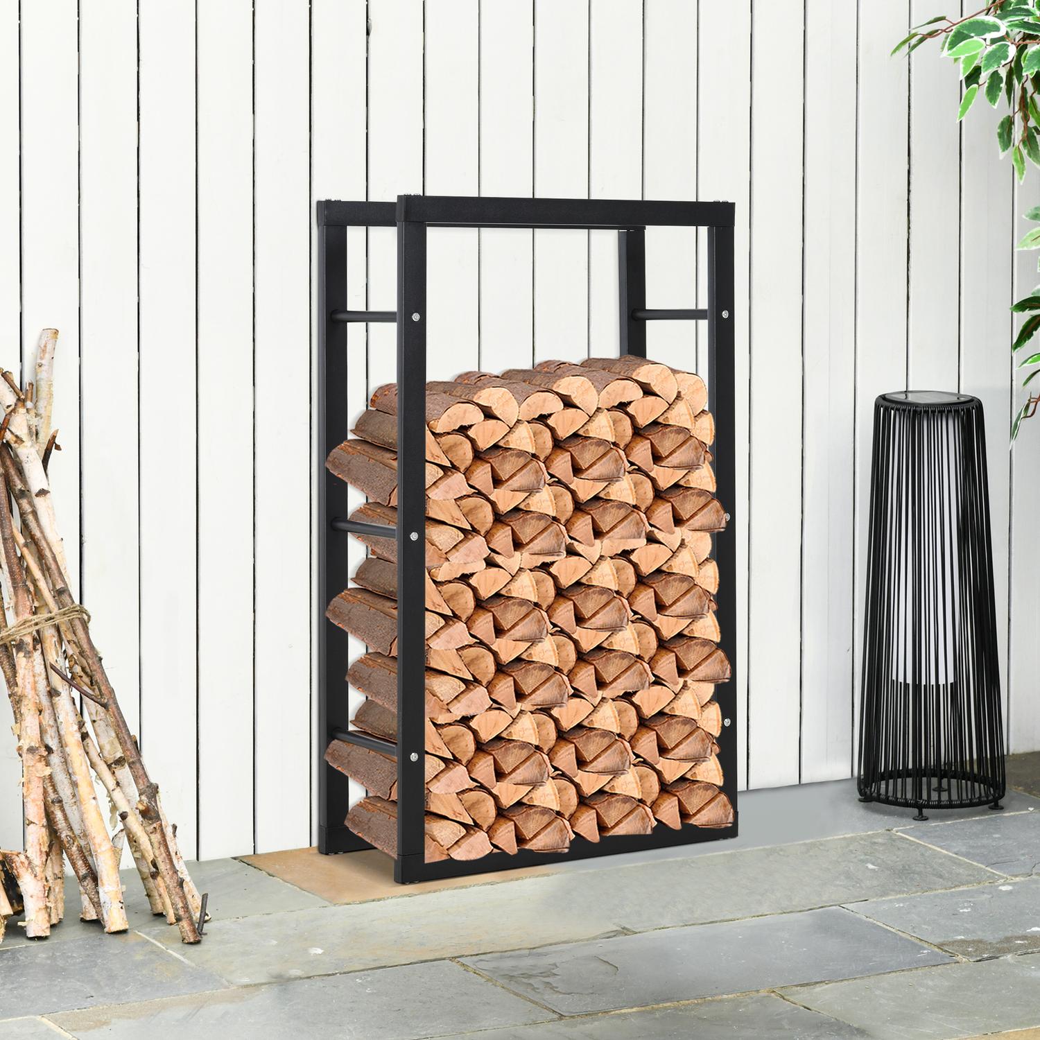 Houtrek van staal, 100 kg draagvermogen, zwart, 60x25x100 cm