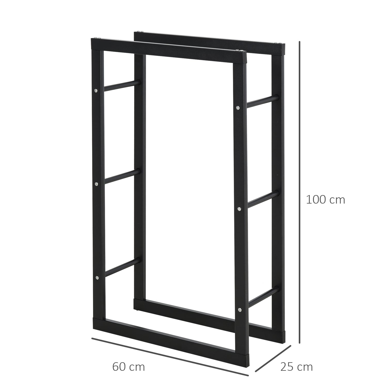Houtrek van staal, 100 kg draagvermogen, zwart, 60x25x100 cm