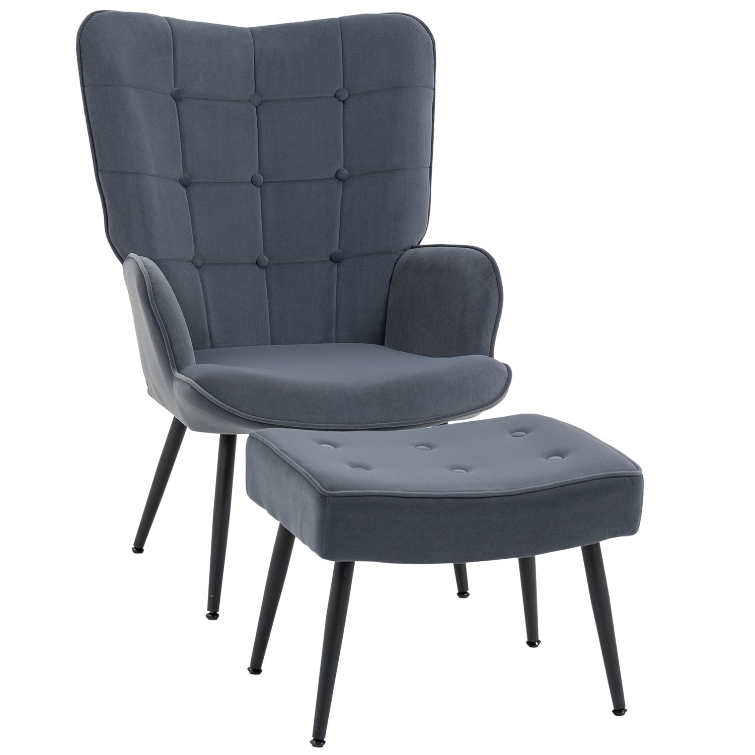 Velvet Relax Chair met armleuning en voetenbankje
