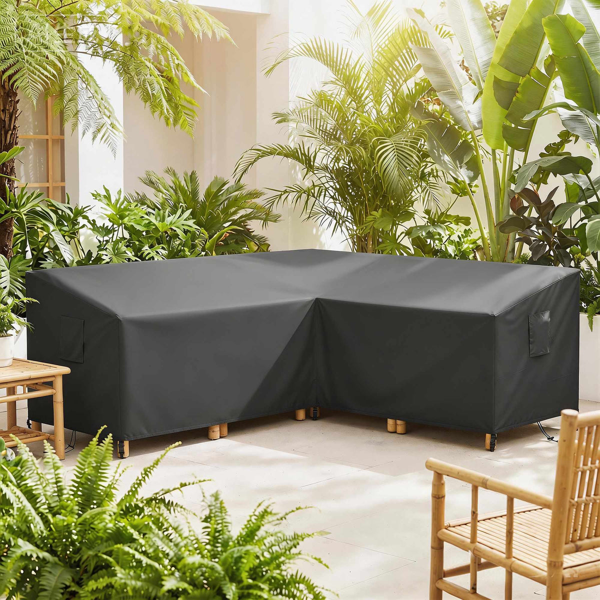 V-vormige waterdichte tuinmeubelhoes, 420D Oxford, 216x216x78 cm