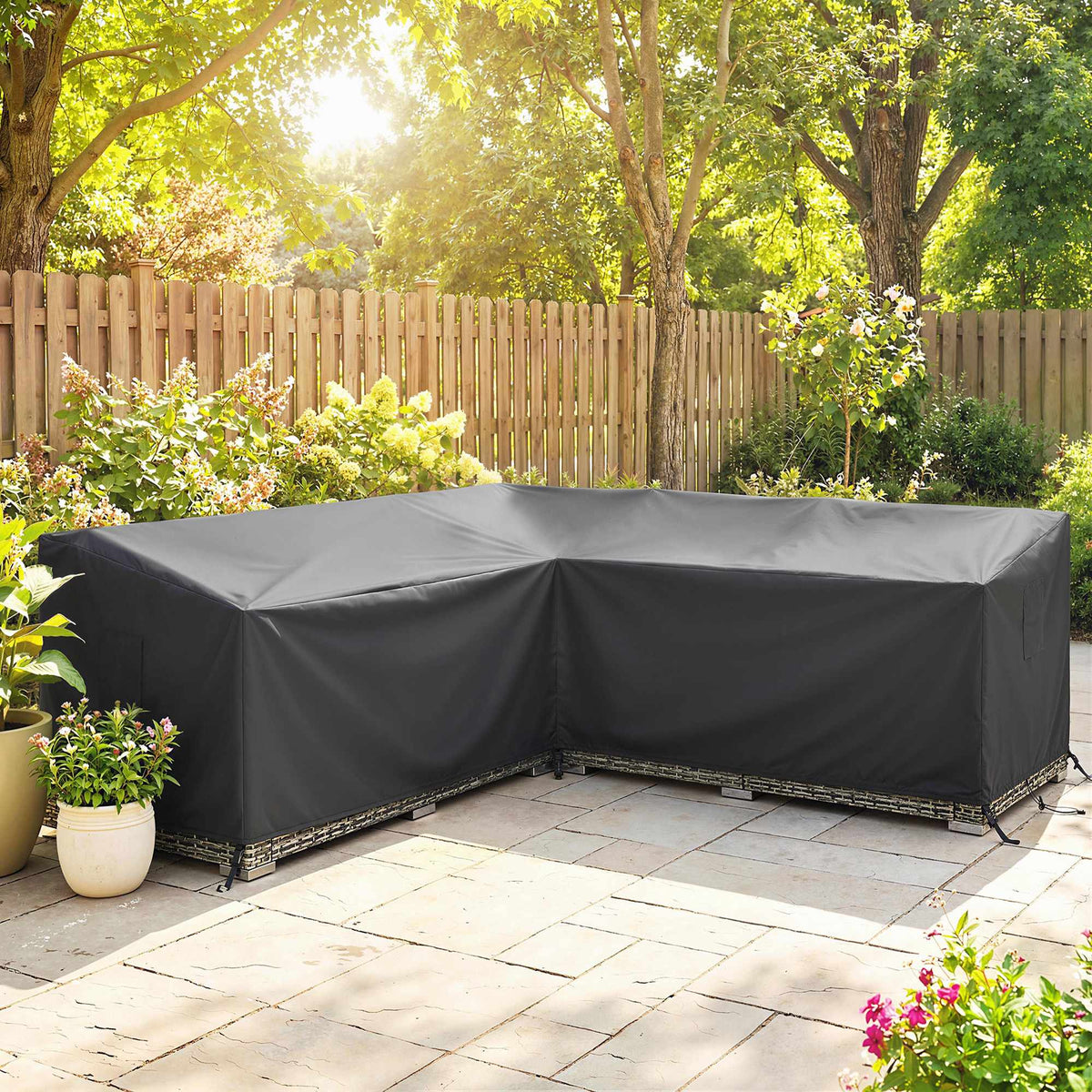 V-vormige waterdichte tuinmeubelhoes, 420D Oxford, 216x216x78 cm