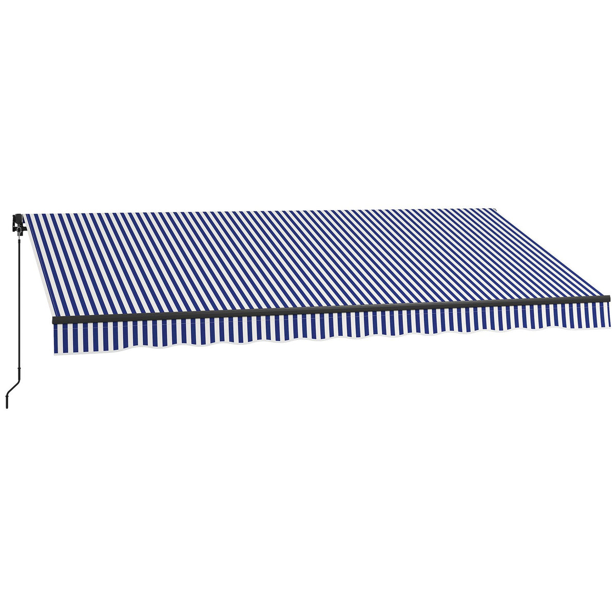 Wandgemonteerde balkonluifel 4x3M, blauw-wit gestreept