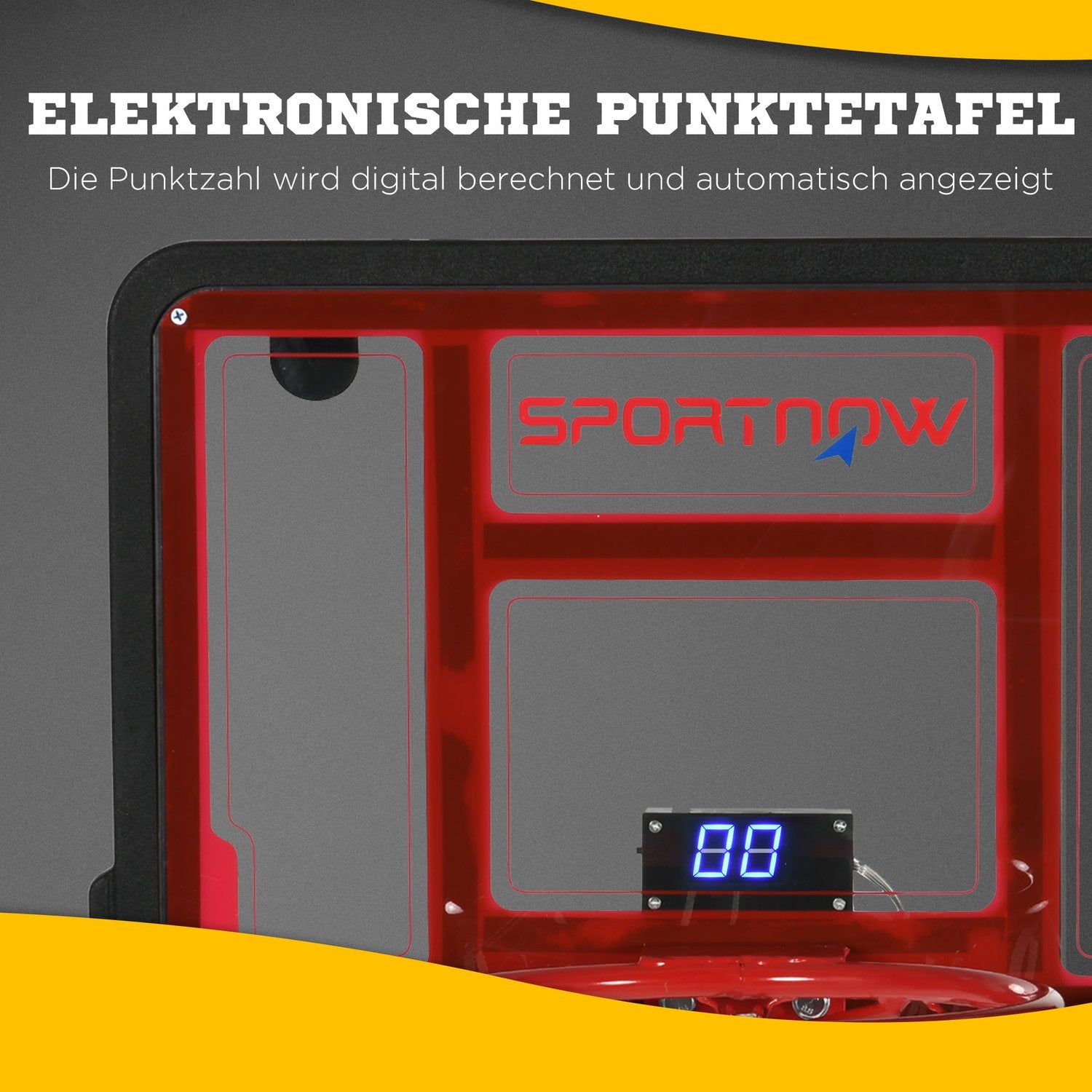 Wandgemonteerd basketbalbord met elektronisch scorebord