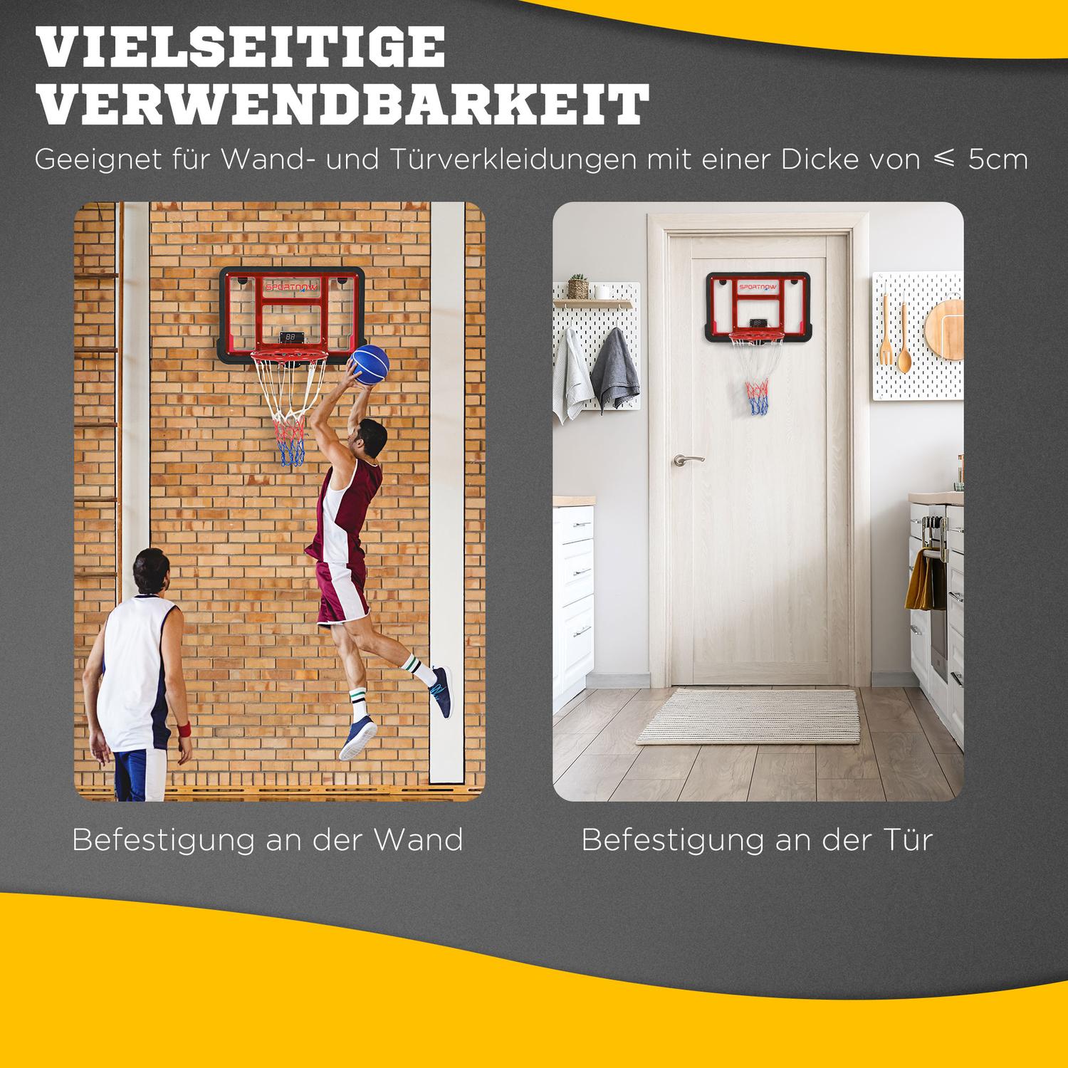 Wandgemonteerd basketbalbord met elektronisch scorebord