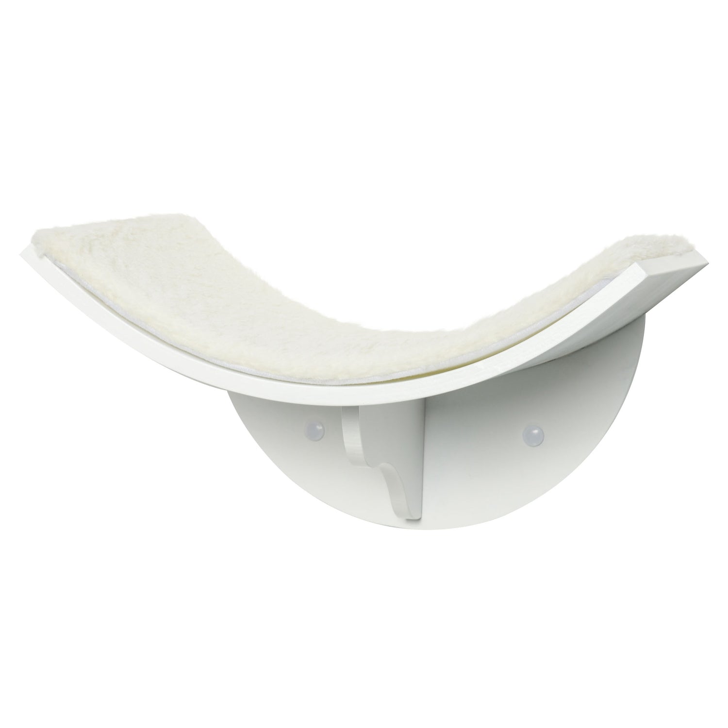 Wandgemonteerd kattenbed met pluche kussen, wit