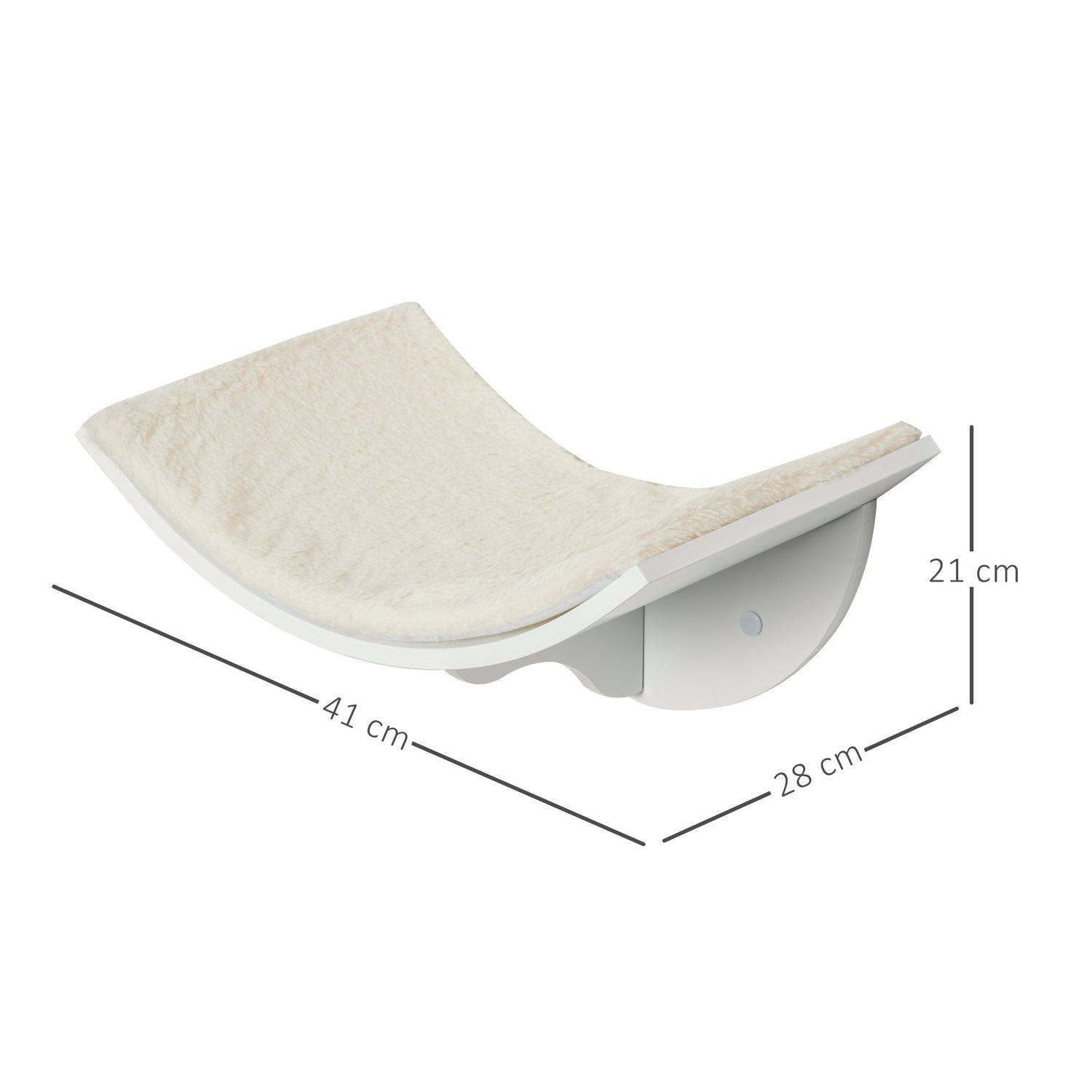 Wandgemonteerd kattenbed met pluche kussen, wit