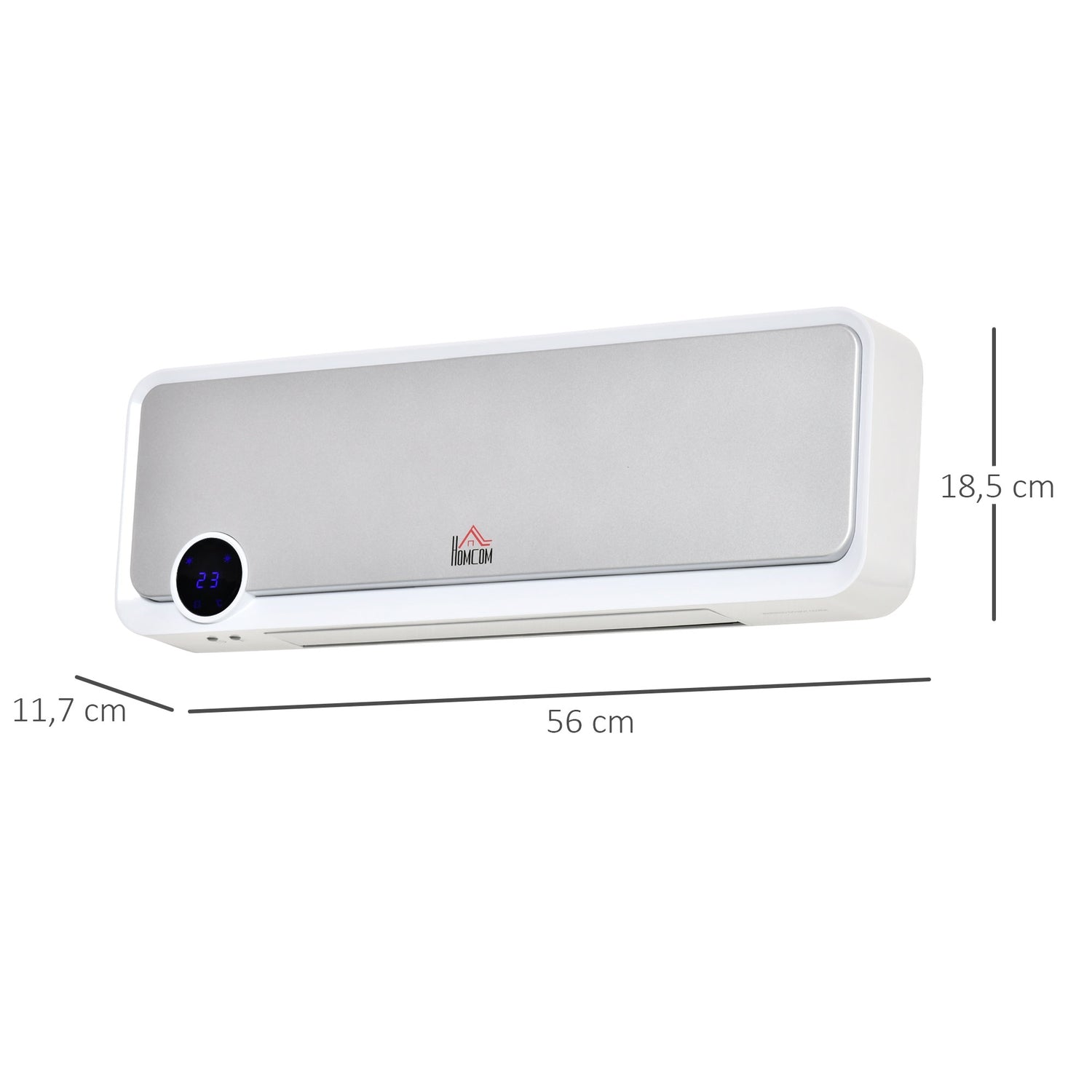 Väggmonterad keramisk värmare, fjärrkontroll, timer, IPX2