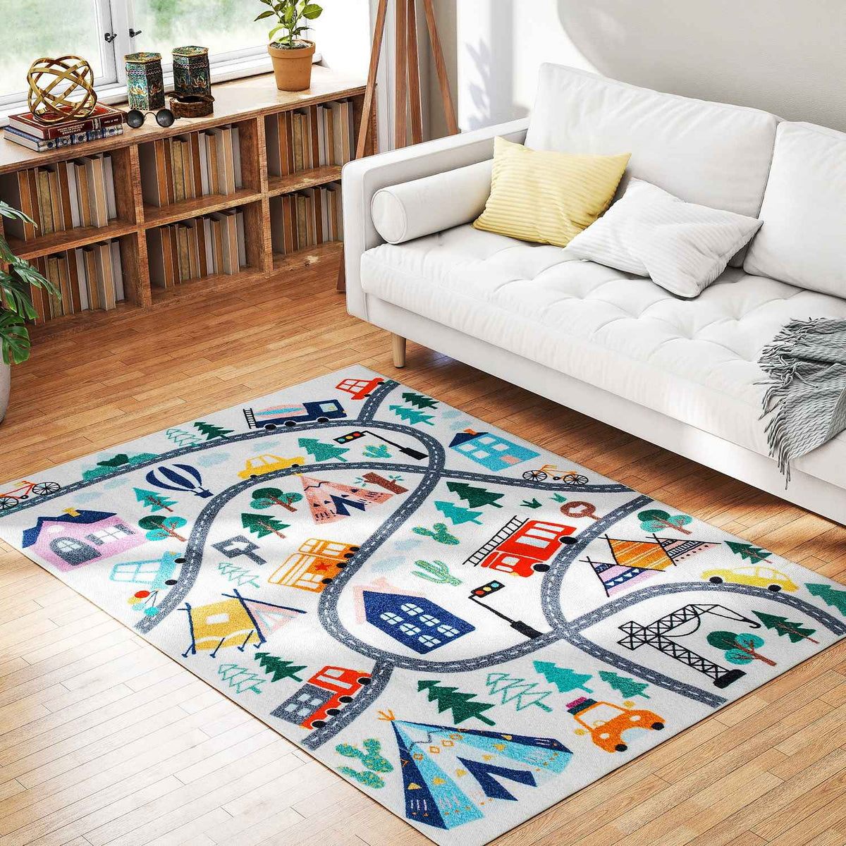 Wegpatroon voor kinderen, zacht fleecetapijt, antislip, 160 x 120 cm