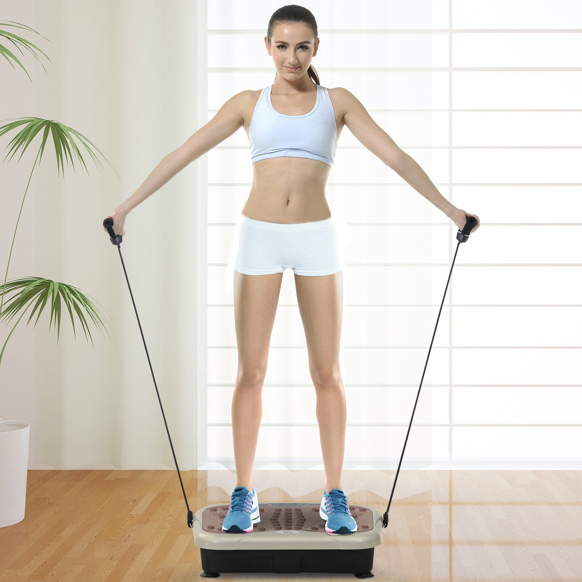 Trillingsplaat Fitnesstrainer met LED-display en banden