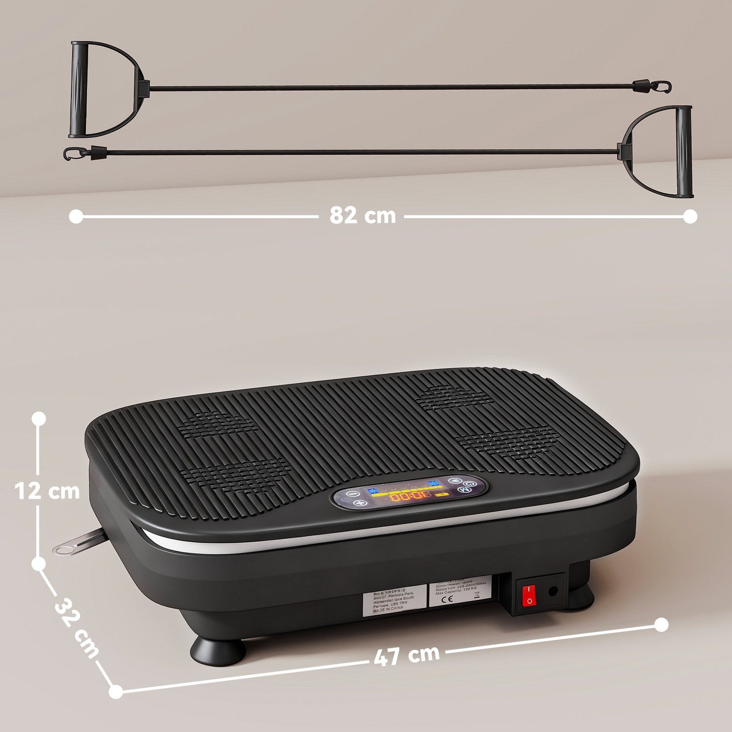 Vibrationsplatta för fitness, Bluetooth, 99 hastigheter, svart