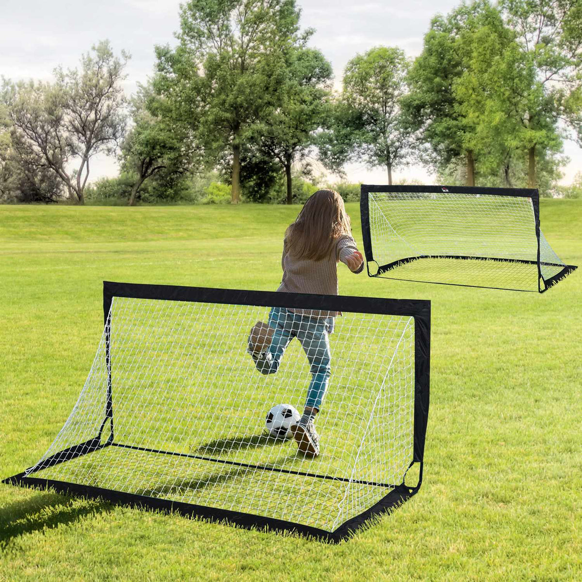 Opvouwbare mini-voetbaldoeltjes van staal en Tetrolon, set van 2