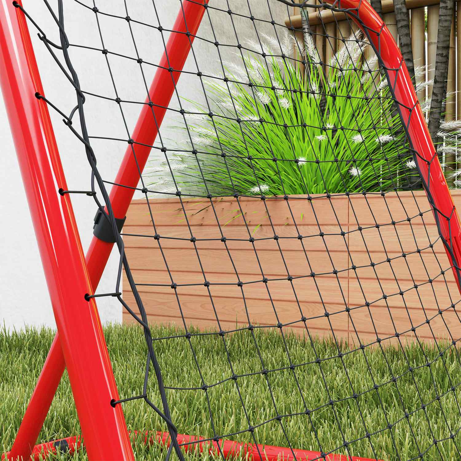 Opvouwbare voetbalrebounder – rood, metaal, 63 x 63 cm