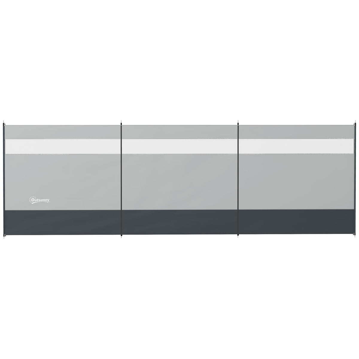 Opvouwbaar grijs windscherm met lichtbron, 440 x 140 cm